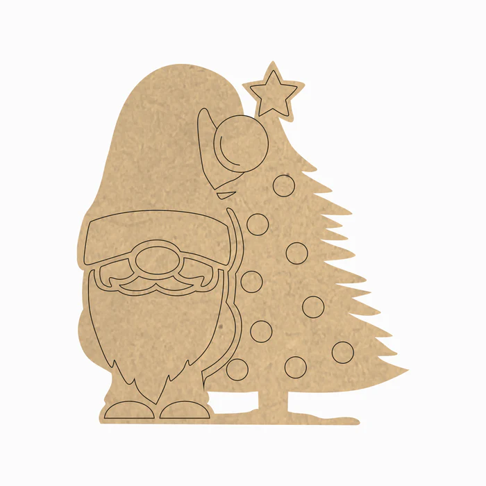 Pre Marked MDF Cutout – Gnome and tree